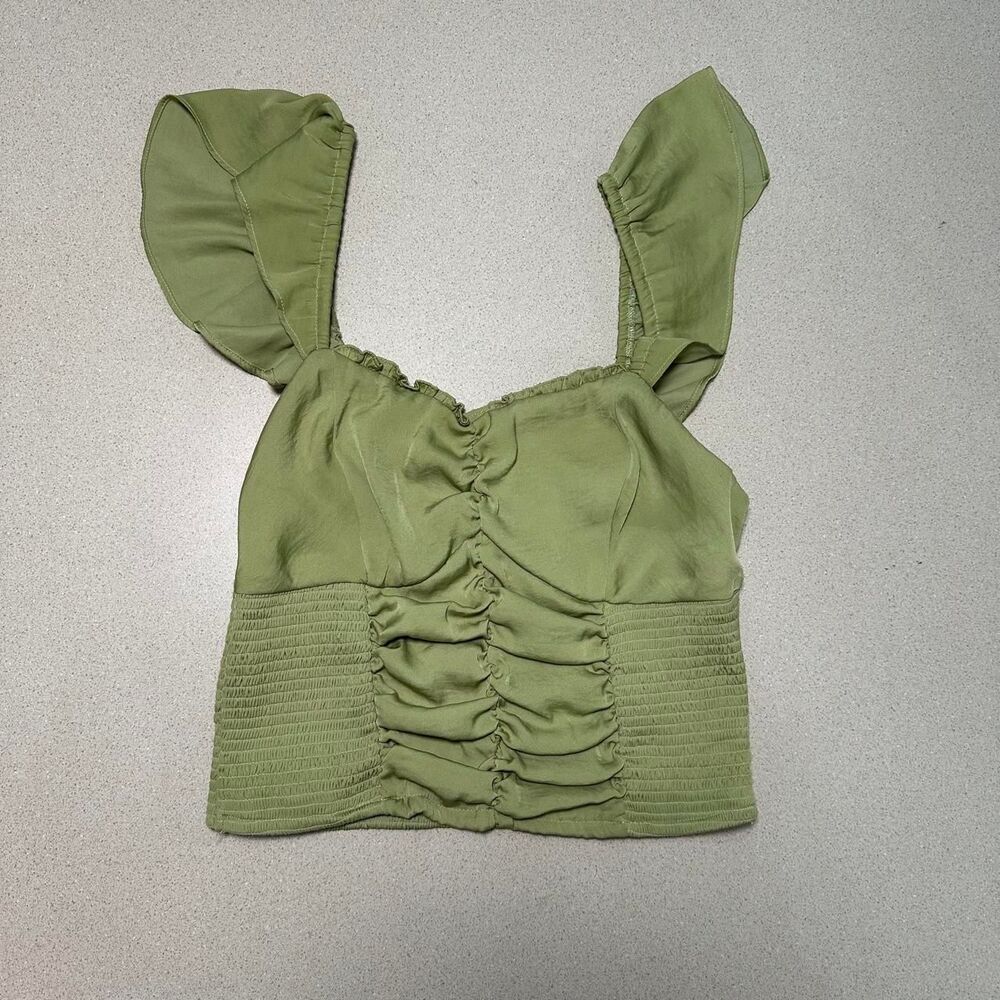 Free people ruffle Green top